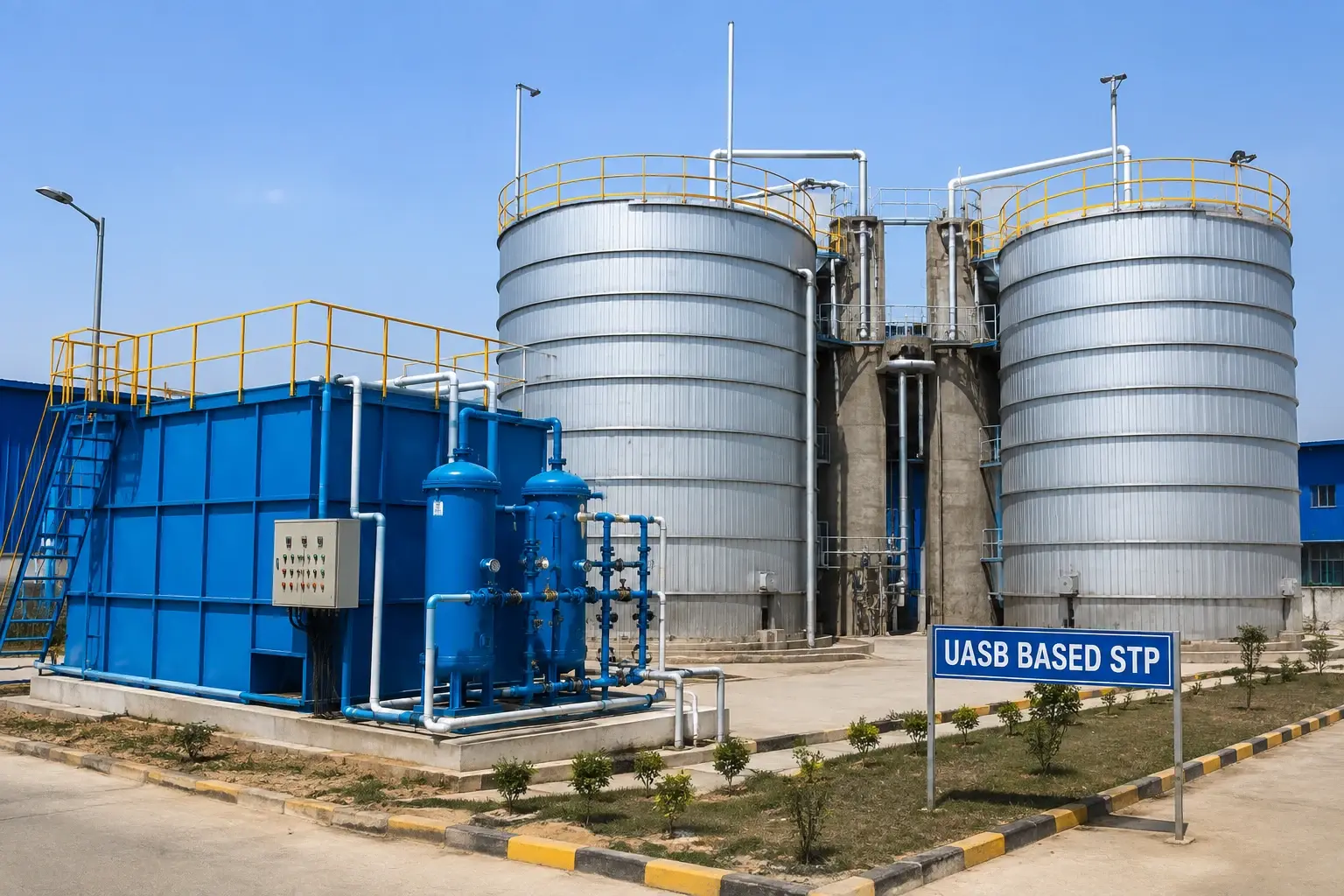 UASB-based sewage treatment plant with anaerobic digester tanks